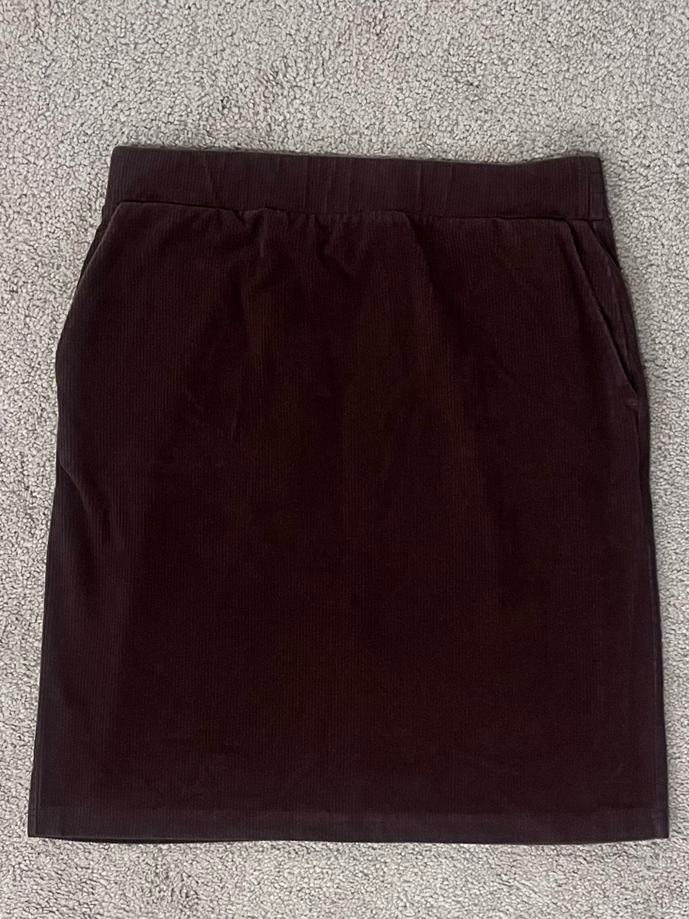 Corduroy Knee Length Stretch Pencil Skirt Chocolate Brown Lands End Cotton Blend